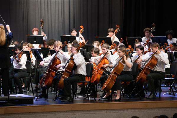 Students performing at the 2023-2024 All County Orchestra Concert